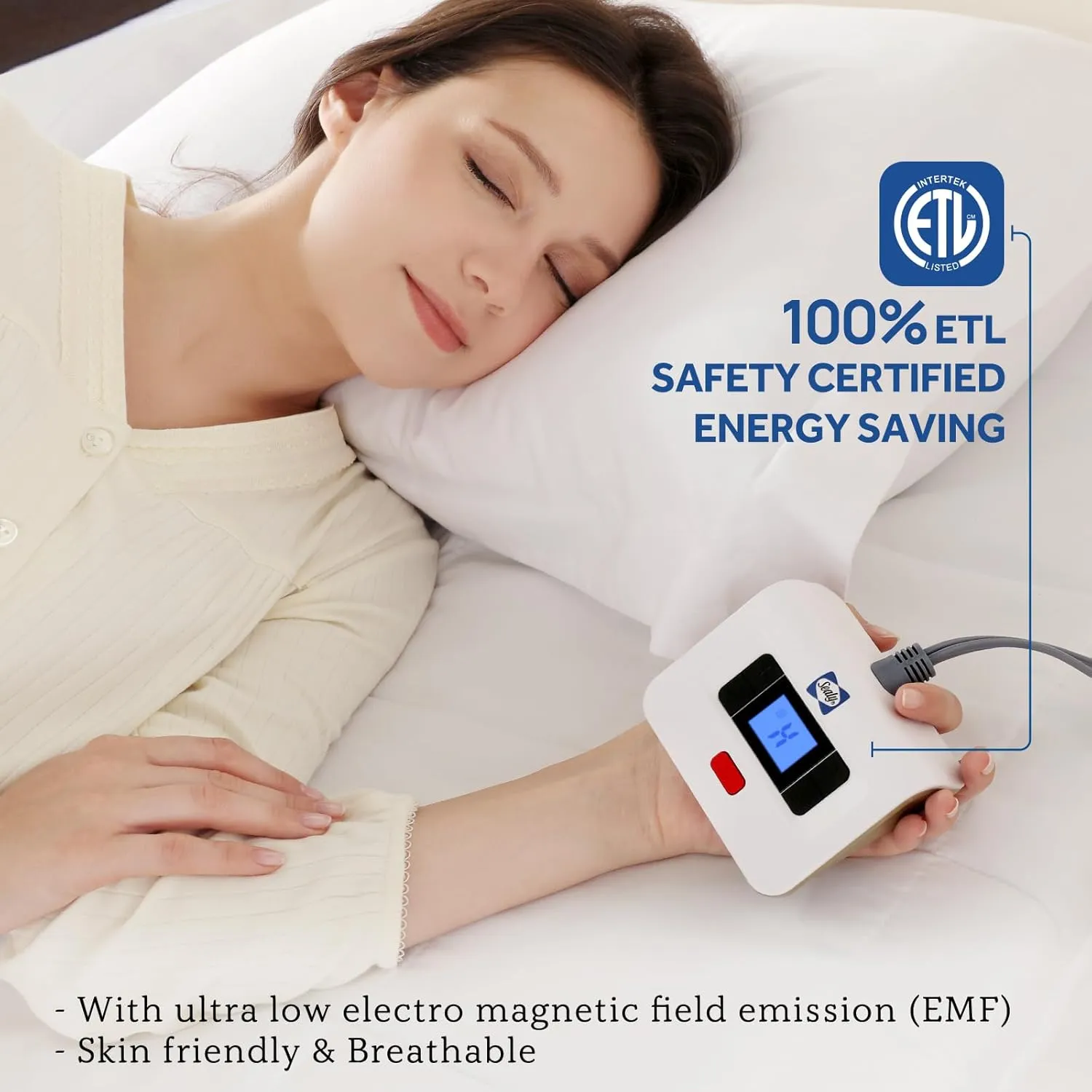Sealy Electric Mattress Pad Cal King Size, 10 Heating Settings Heated Mattress Pad, Bed Warmer with Dual Controller & Auto Off 1-12 Hours, Fit Up to 17 Inch, Machine Washable, 72"x84"
