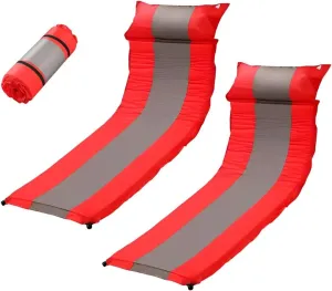 Self-Inflating Sleeping Pad with Pillow, Lightweight Camping Mattress Pad, Sleeping Mat Compact for Tent, Camping, Backpacking, Hiking and Traveling (Red, 2 Packs)