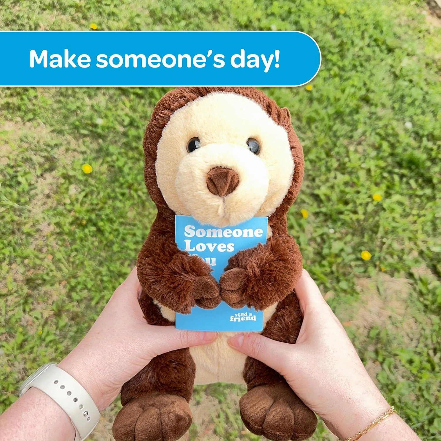 SendAFriend Oliver The Otter Stuffed Animal Care Package, Someone Loves You Box, Great Gift for Any Reason (Love You Notecard)