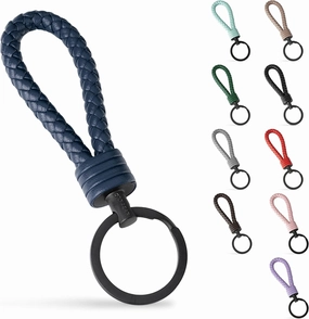 SERASAR | Leather Keychain [Strong] with Stainless Steel Key Ring - Additional Rings for Small Keys - With Gift Box