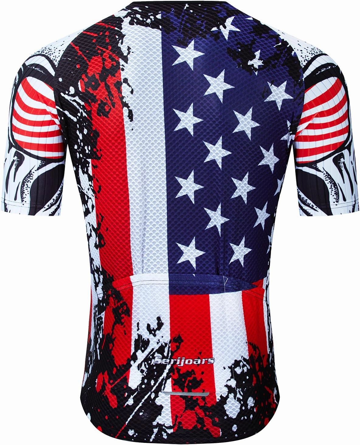 Serijoars Racing Cycling Jersey Men, Men's Bike Tops Polyester, Reflective, 3-Pockets