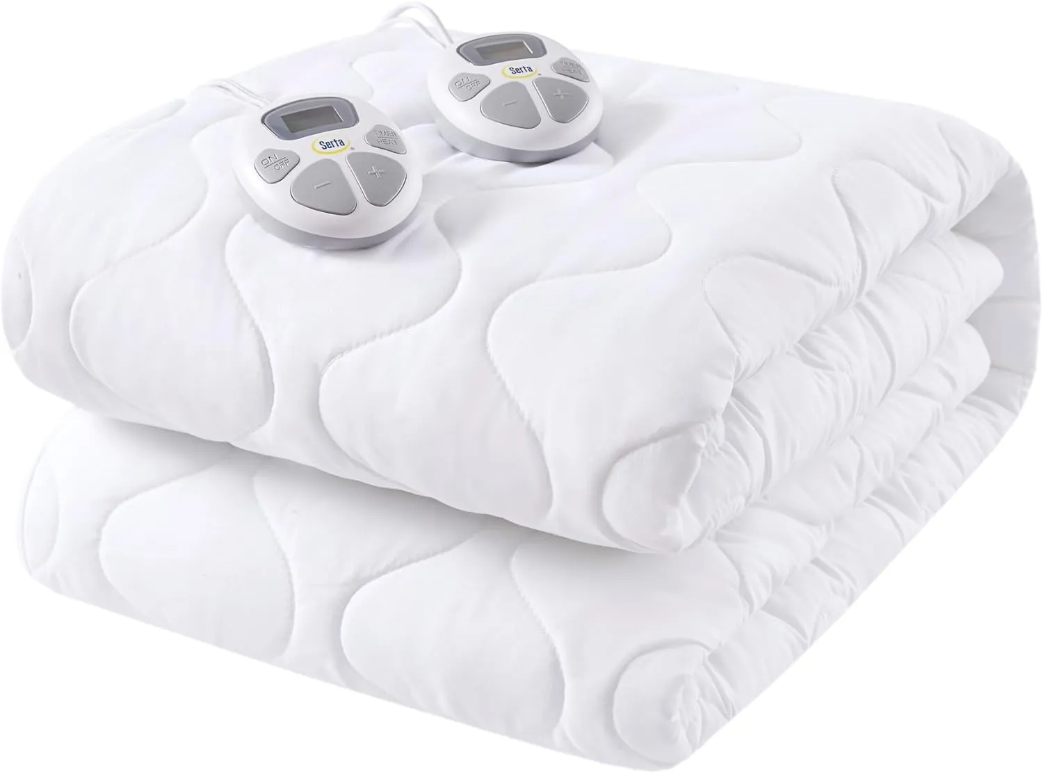 Serta Heated Mattress Pad Full Size - Electric Mattress Pad, 10 Heat Setting Controller, Auto Shut Off Timer, Deep Elastic Pocket, Up to 17" Mattress, ETL Certified, Machine Wash, Full, White