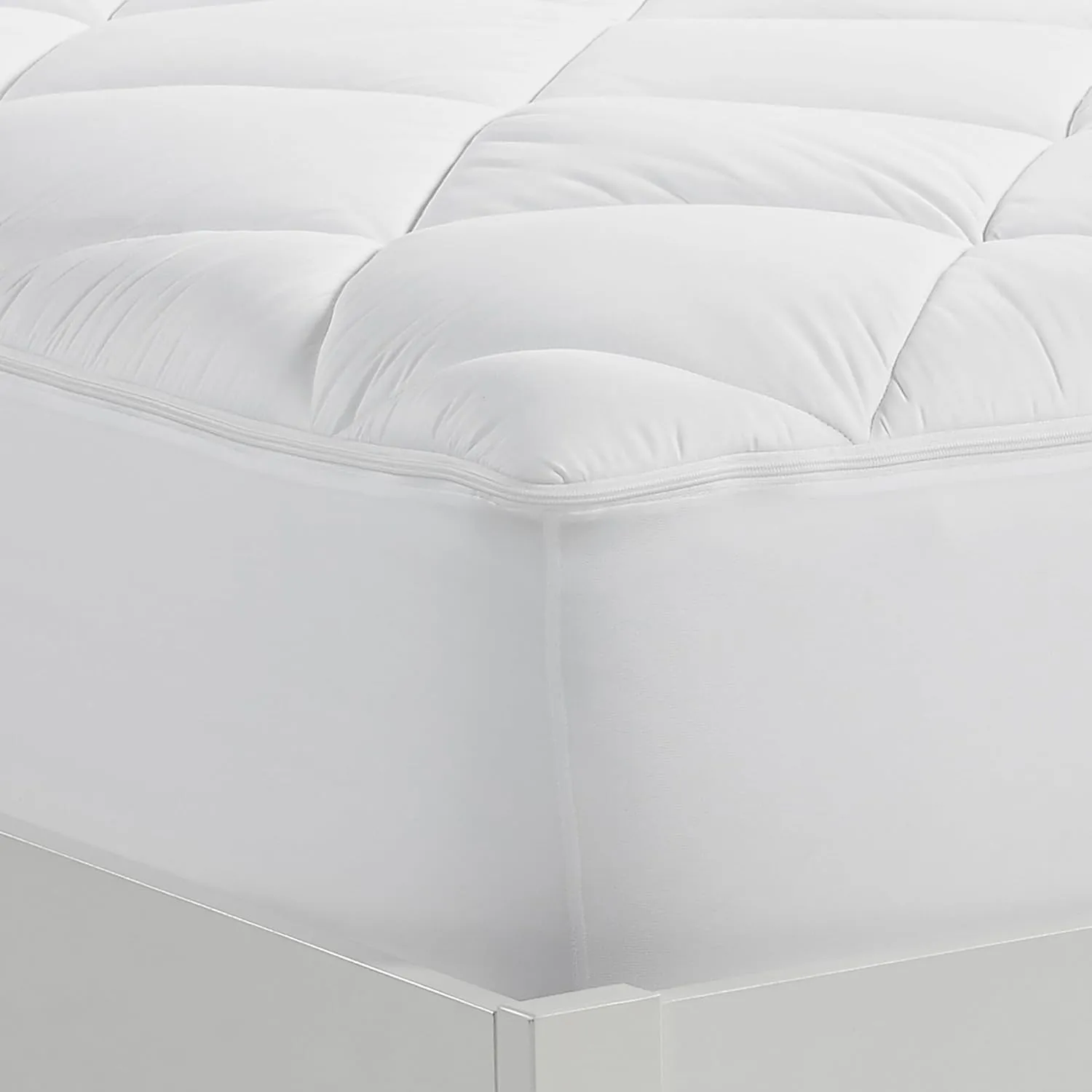 Serta Luxury Firm 100% Cotton Quilted Mattress Pad with Cooling Fiber Fill, King, White