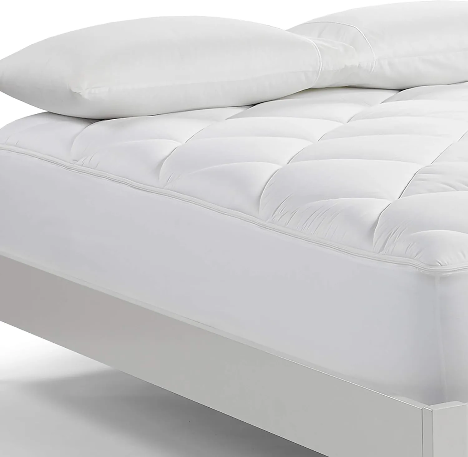 Serta Luxury Firm 100% Cotton Quilted Mattress Pad with Cooling Fiber Fill, King, White