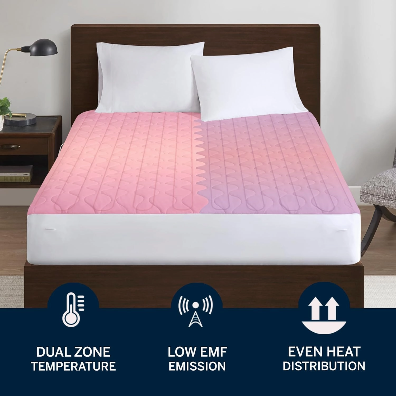 Serta Heated Mattress Pad Queen Size - Electric Mattress Pad, 10 Heat Setting Controller, Auto Shut Off Timer, Deep Elastic Pocket, Up to 17" Mattress, ETL Certified, Machine Wash, Queen, White