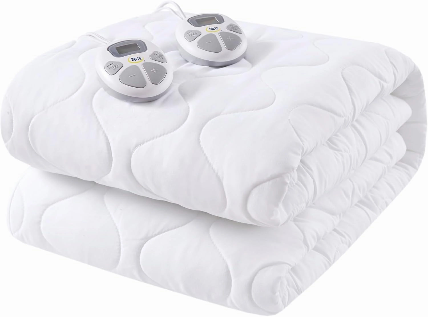 Serta Heated Mattress Pad Queen Size - Electric Mattress Pad, 10 Heat Setting Controller, Auto Shut Off Timer, Deep Elastic Pocket, Up to 17" Mattress, ETL Certified, Machine Wash, Queen, White
