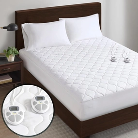 Serta Heated Mattress Pad Queen Size - Electric Mattress Pad, 10 Heat Setting Controller, Auto Shut Off Timer, Deep Elastic Pocket, Up to 17" Mattress, ETL Certified, Machine Wash, Queen, White