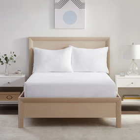 Serta Power Chill Queen Size Waterproof Mattress Cover, Soft and Breathable Cooling Mattress Protector, 15" Elastic Deep Pocket for Secure Fit, White