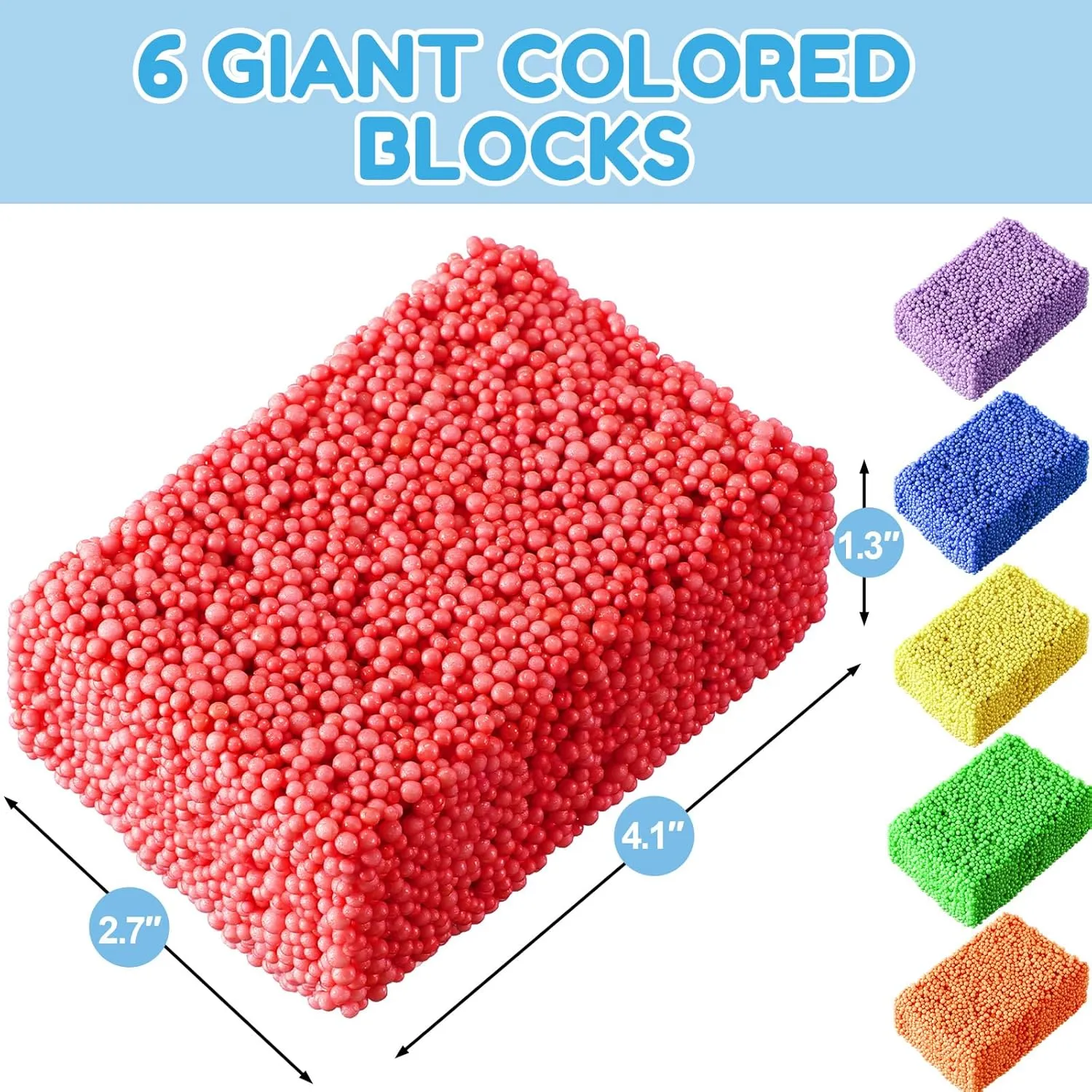 Shappy 48 Blocks Modeling Foam Clay for Kids Clay Foam Beads Education Preschool Toys for Kids Develop Creativity DIY Art Crafts, 6 Colors