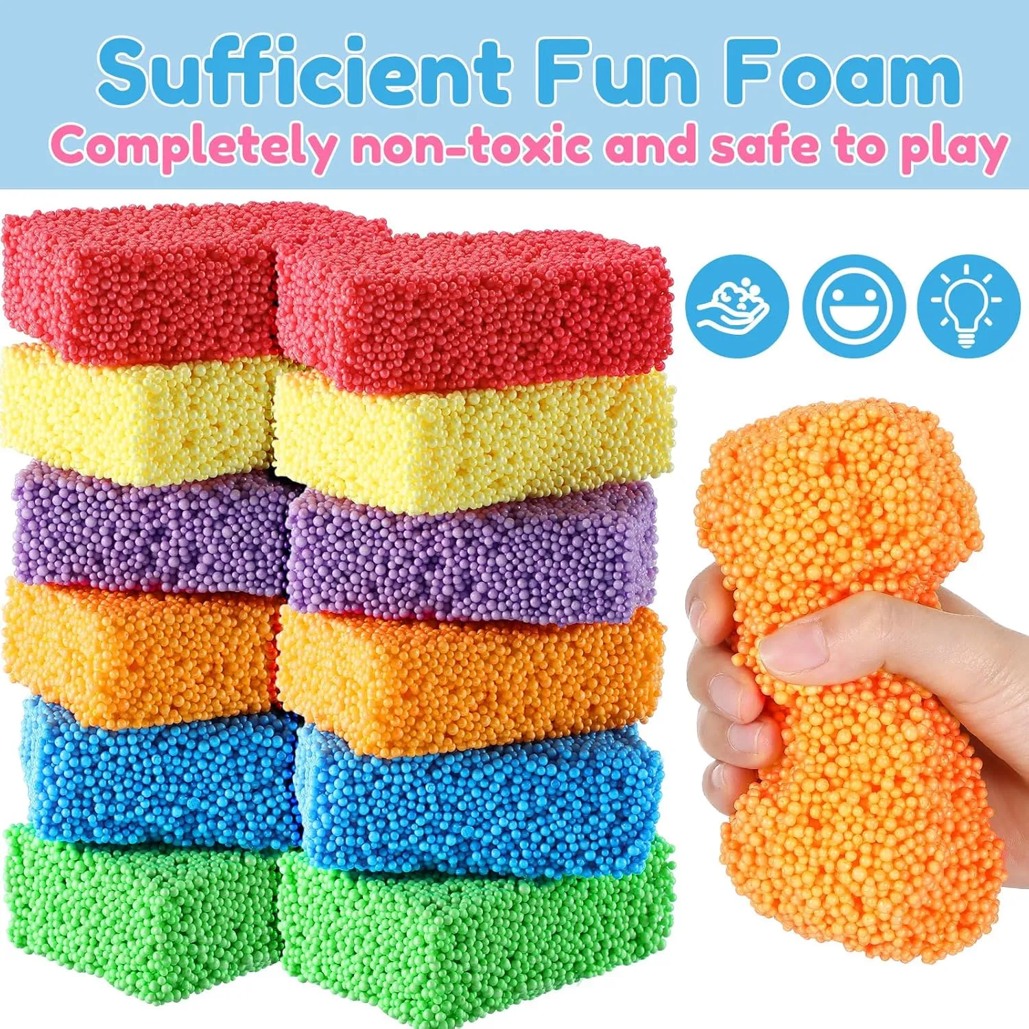 Shappy 48 Blocks Modeling Foam Clay for Kids Clay Foam Beads Education Preschool Toys for Kids Develop Creativity DIY Art Crafts, 6 Colors