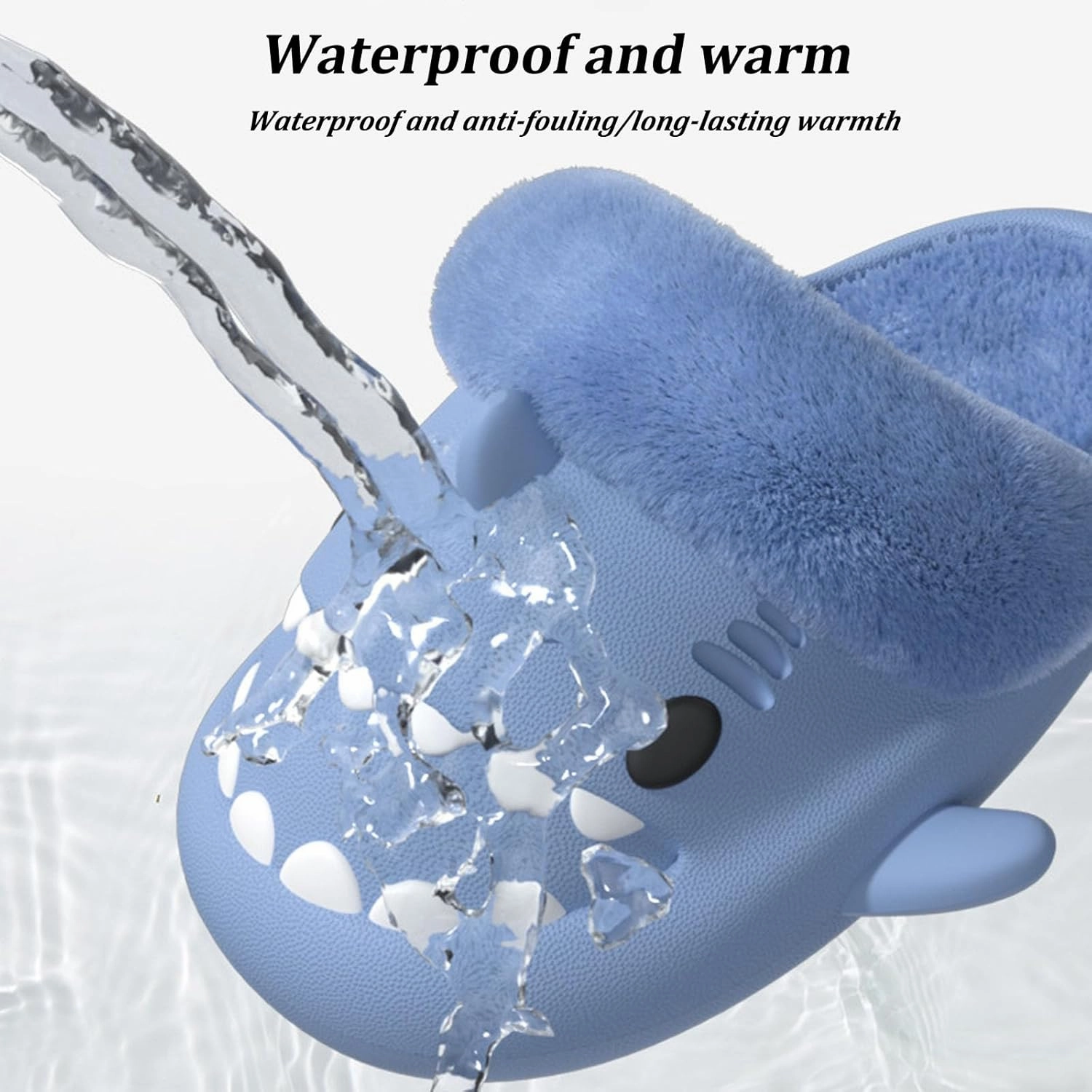 Sharklas Originales Kids, Detachable Soft-Soled Warm Non-Slip Slippers, Plush Fluffy Winter Comfy Waterproof Slides