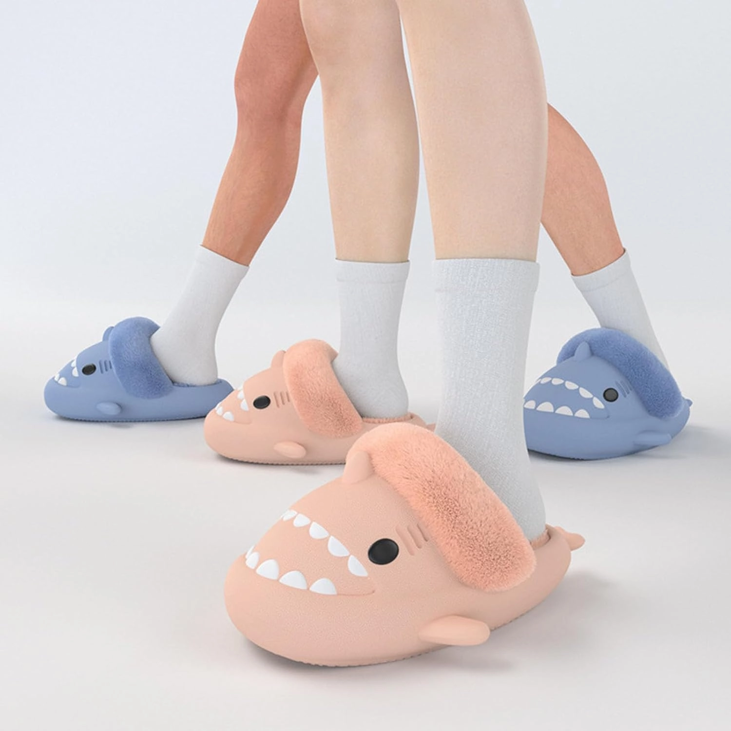 Sharklas Originales Kids, Detachable Soft-Soled Warm Non-Slip Slippers, Plush Fluffy Winter Comfy Waterproof Slides