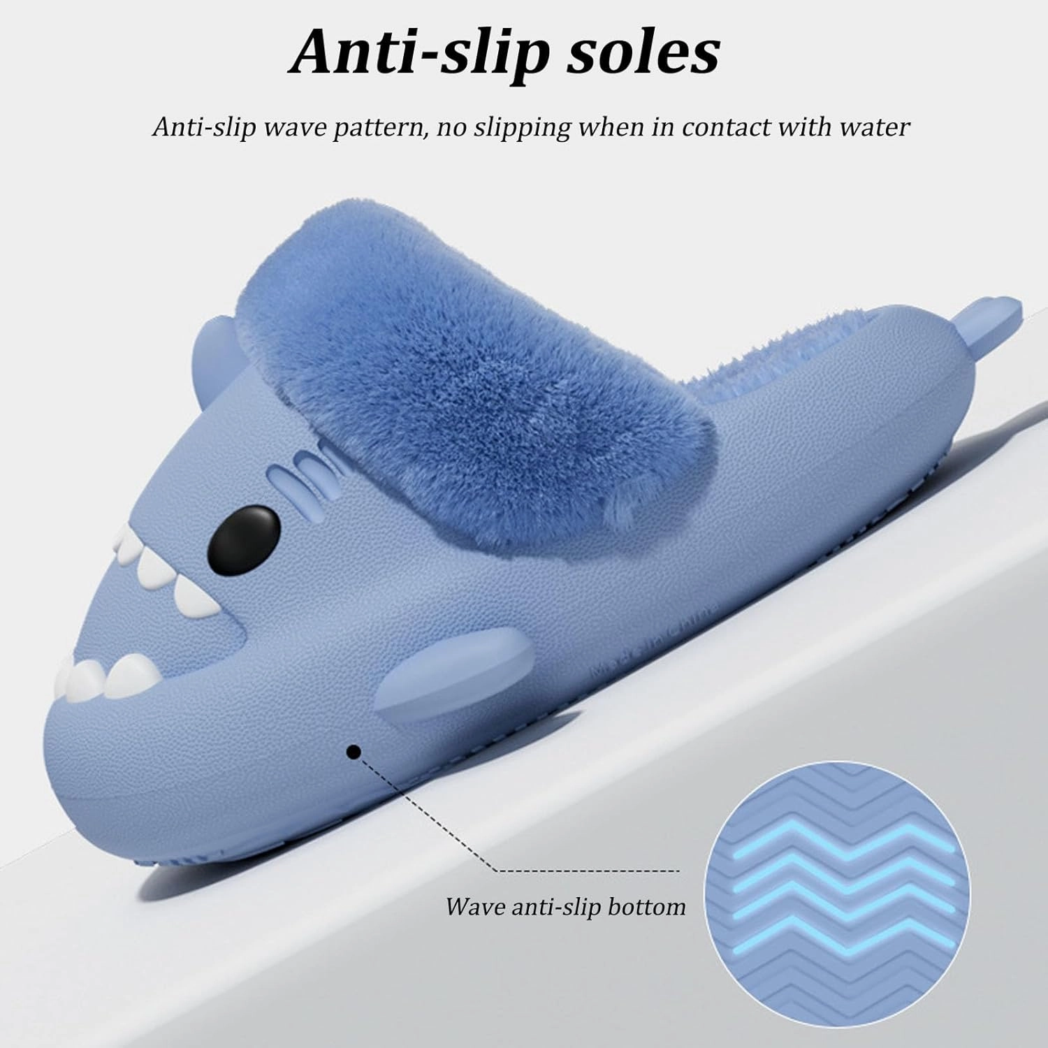 Sharklas Originales Kids, Detachable Soft-Soled Warm Non-Slip Slippers, Plush Fluffy Winter Comfy Waterproof Slides
