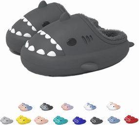 Sharklas, Sharklas Originales Kids, Waterproof Shark Slippers, Winter Plush Fluffy Warmth Shark Slides For Adults