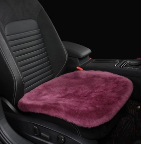 Sheepskin Seat Cushion Cover Wholehide Short Wool Seat Pad Natural Fur Car Seat Covers Universal Fit for Most Car, Truck, SUV, or Van Front Amaranth