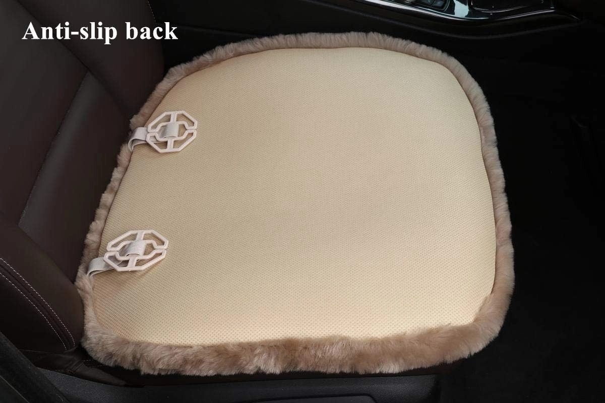 Sheepskin Seat Cushion Cover Wholehide Short Wool Seat Pad Natural Fur Car Seat Covers Universal Fit for Most Car, Truck, SUV, or Van Front Amaranth