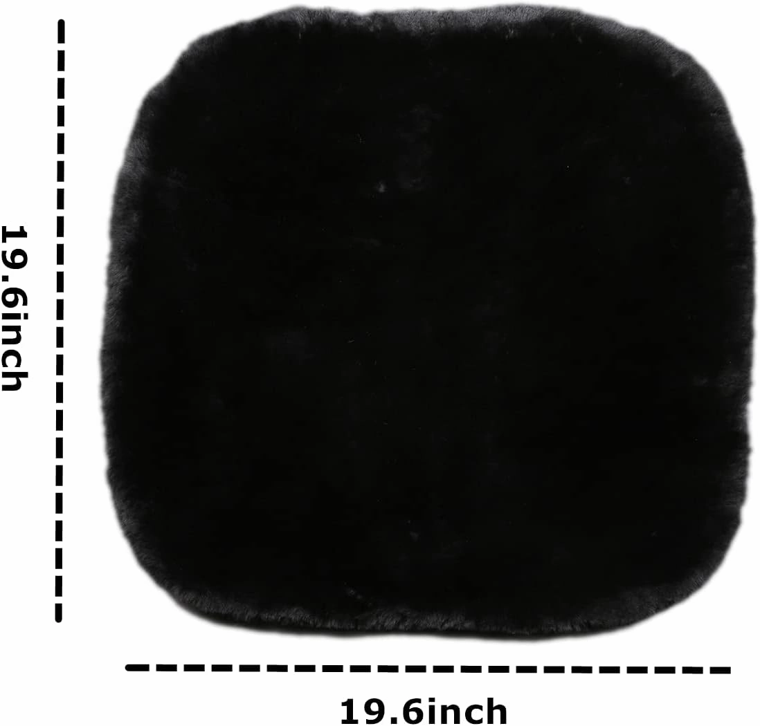 Sheepskin Seat Cushion Cover Wholehide Short Wool Seat Pad Natural Fur Car Seat Covers Universal Fit for Most Car, Truck, SUV, or Van Front Black
