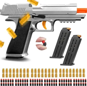 Shell Ejecting Toy Gun with Soft Bullets, Cool Toy Pistol with Ejecting Shells, Gifts for Boys, Kids, Educational Mode Toy Fun Shooting Experience