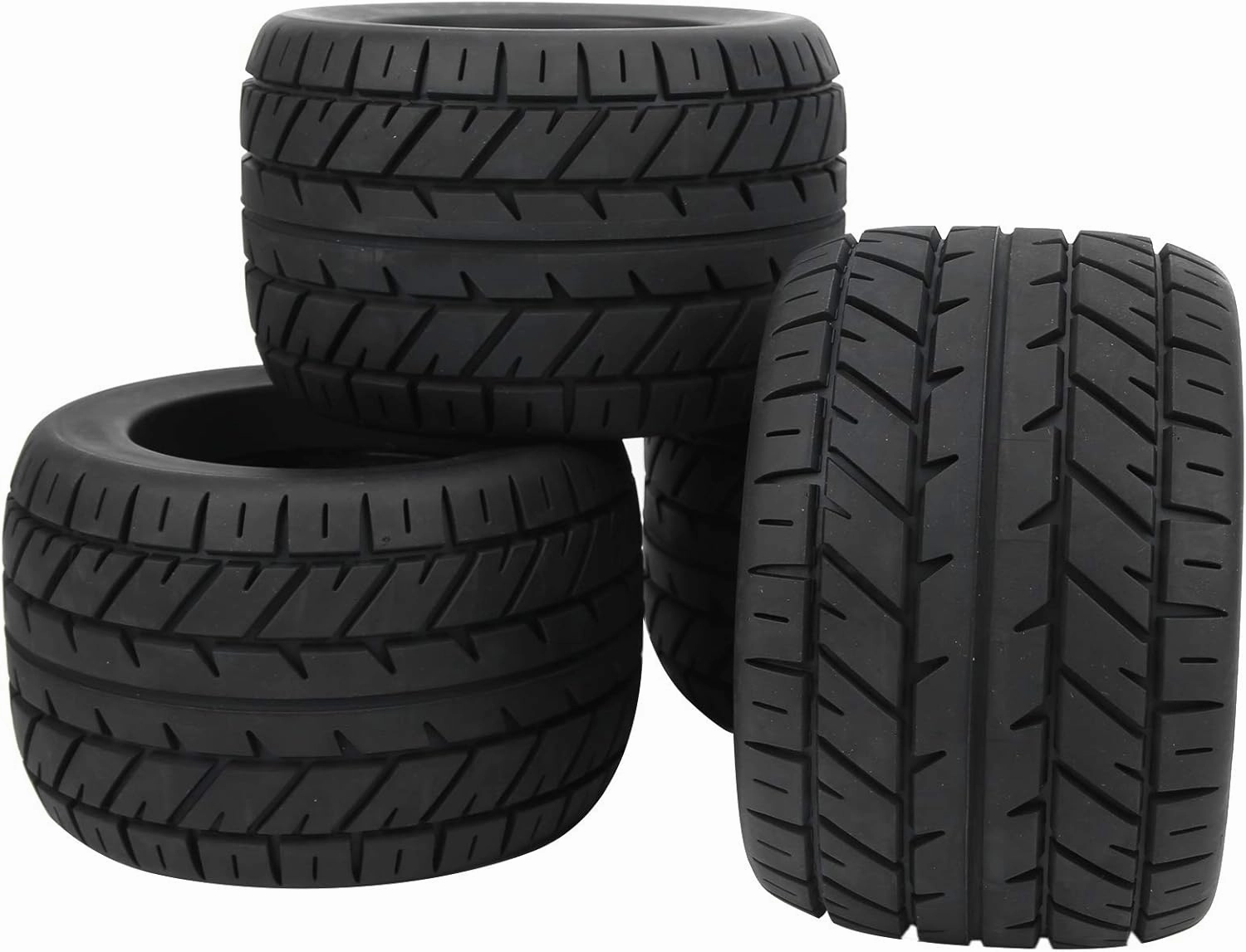 Shipenophy 4pcs 1/8 RC Car Rubber Tire Rims, High Wear Resistance, RC Accessaries Parts, Truck Wheels for ZD Racing Truck Redcat/Rovan/HPI