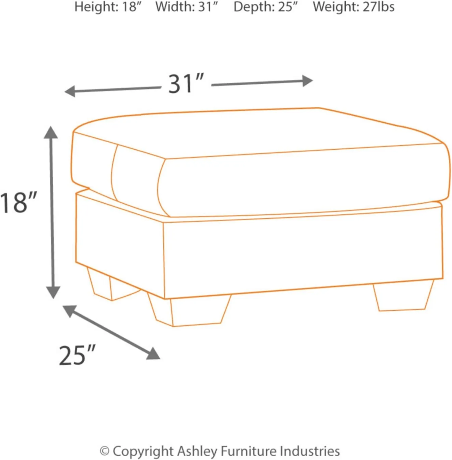 Signature Design by Ashley Darcy Casual Plush Square Accent Ottoman, Grayish Brown