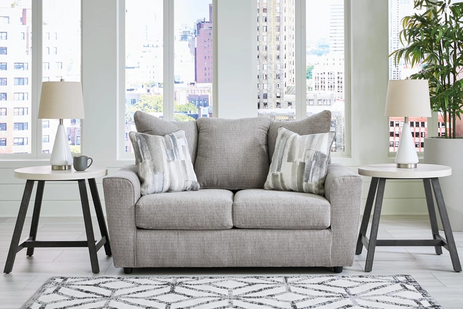 Signature Design by Ashley Stairatt Contemporary Loveseat with Removable Cushions, Light Gray