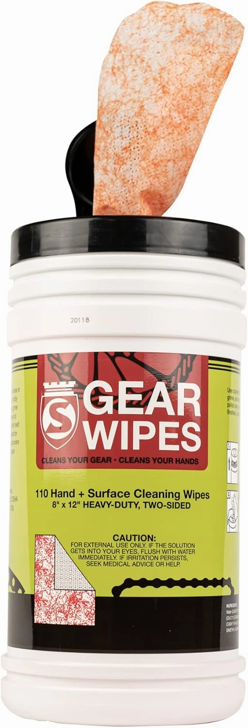 SILCA Gear Wipe Canister 110 Count 8 x 12" | Double Sided Towel for Cleaning Bikes | Grime Defense Wipes | Tough Bike Cleaning Wipes