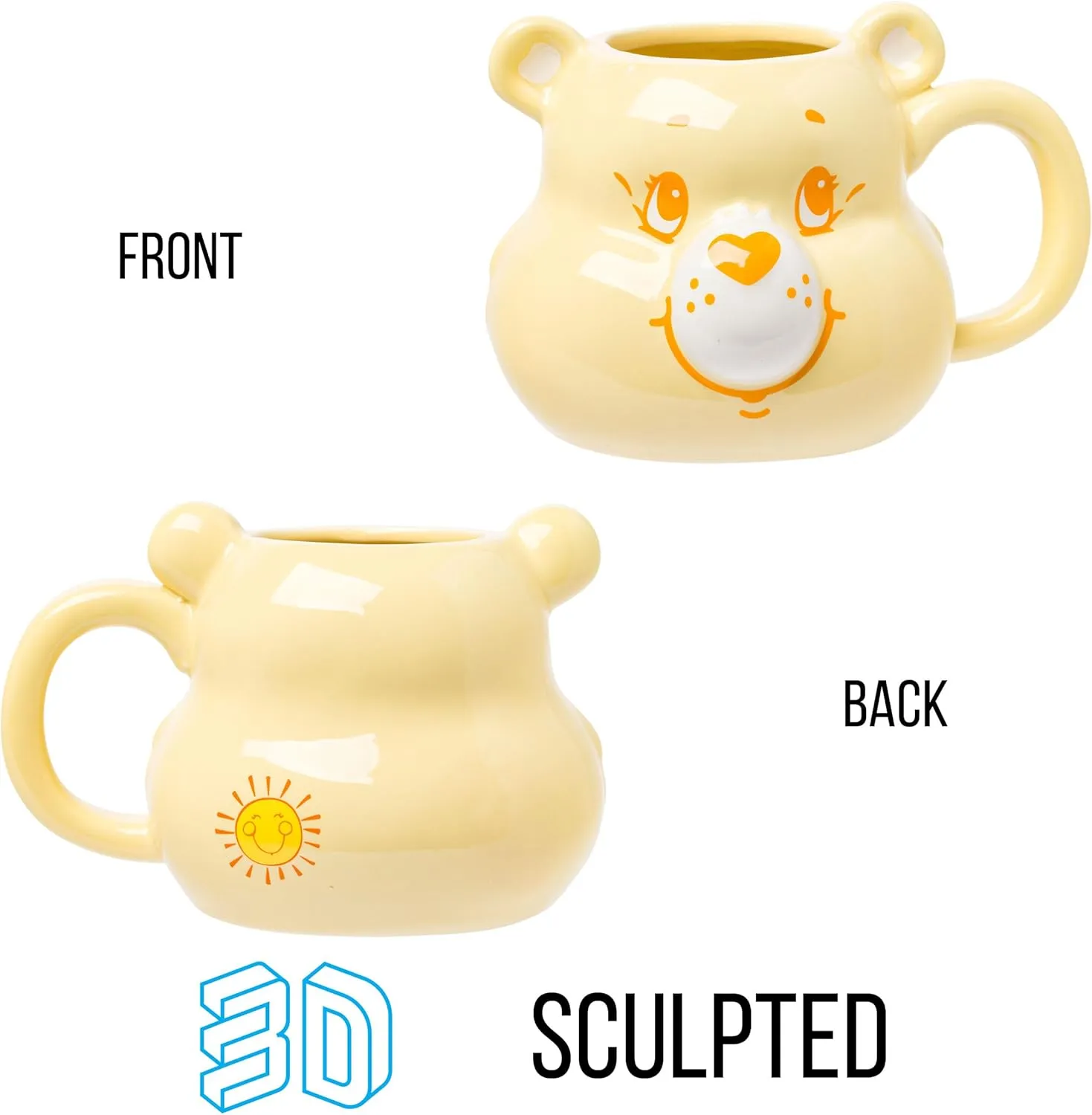 Silver Buffalo Care Bears Funshine Bear Ceramic 3D Sculpted Mug, 20 Ounces