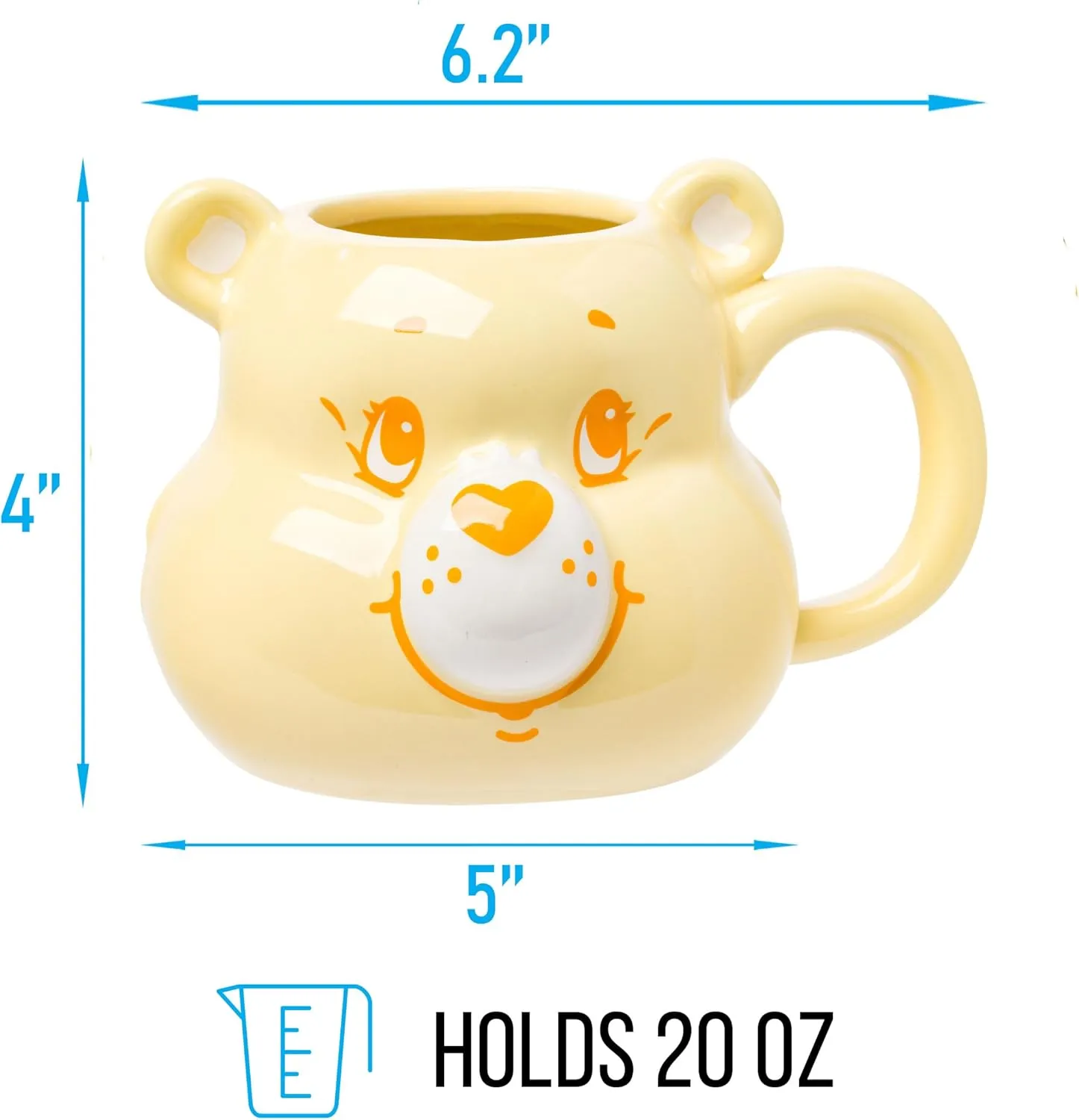Silver Buffalo Care Bears Funshine Bear Ceramic 3D Sculpted Mug, 20 Ounces