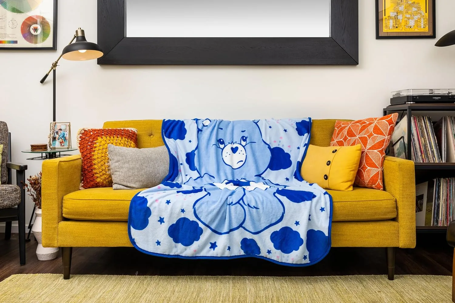 Silver Buffalo Care Bears Grumpy Bear 45" x 60" Fleece Throw, Soft and Cozy Blanket, 185 GSM