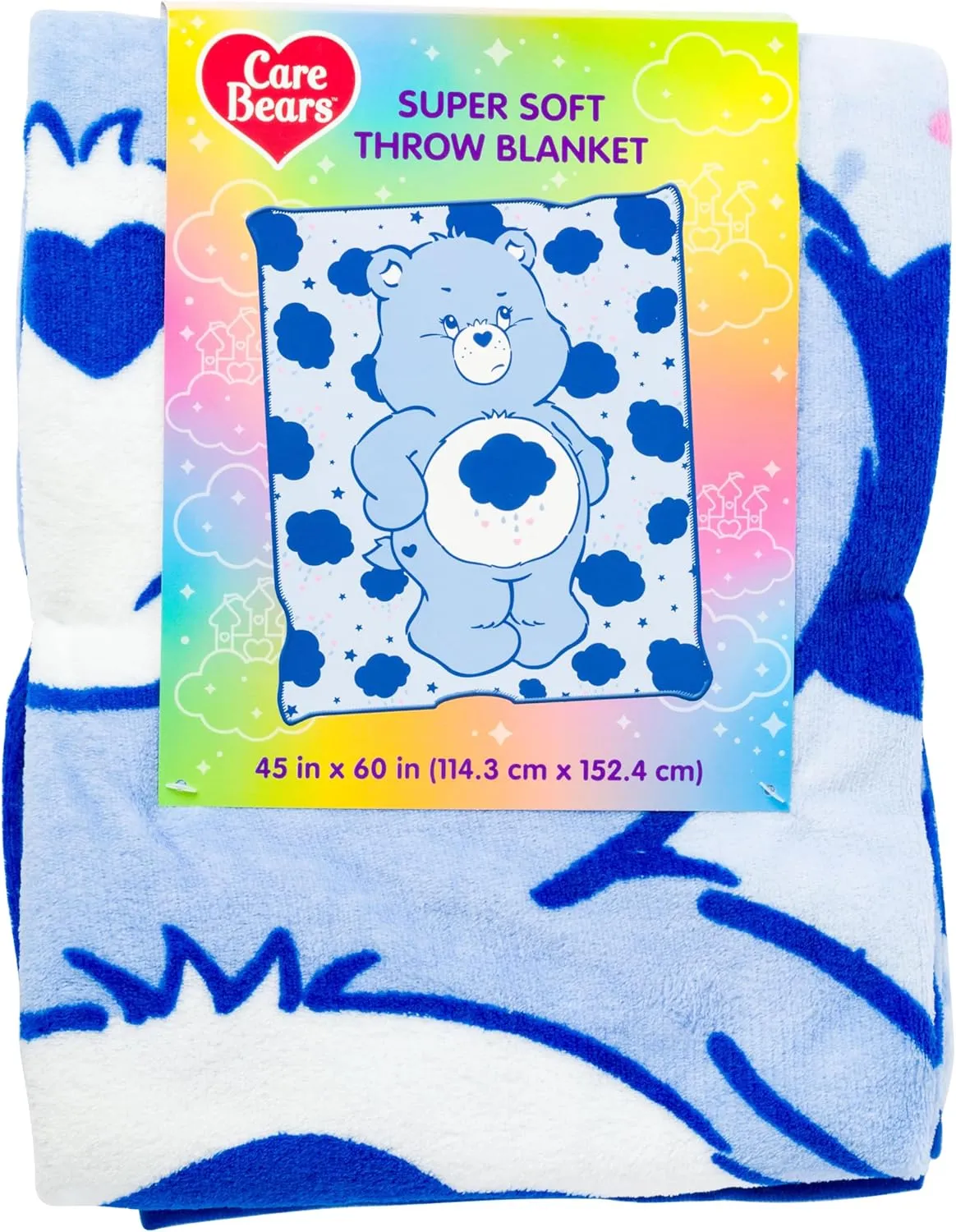 Silver Buffalo Care Bears Grumpy Bear 45" x 60" Fleece Throw, Soft and Cozy Blanket, 185 GSM