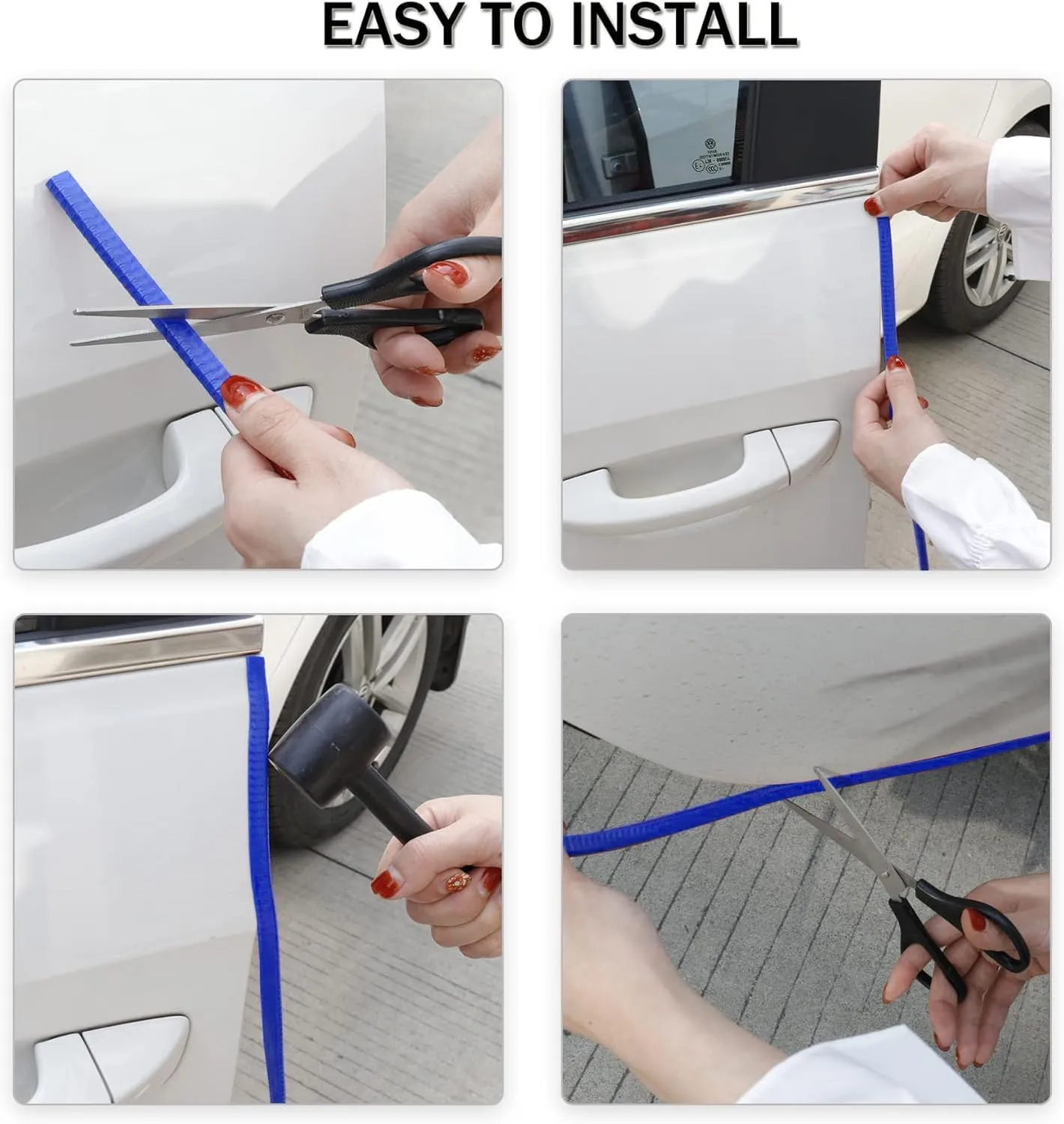 SINGARO 49Ft (15M) Car Door Edge Guard, No Glue Car Door Entry Guard Protective Strip, Rubber Edge Trim Car Door Protector, Applicable to Car, Truck, SUV and ATV, Car Exterior Accessories（Blue）