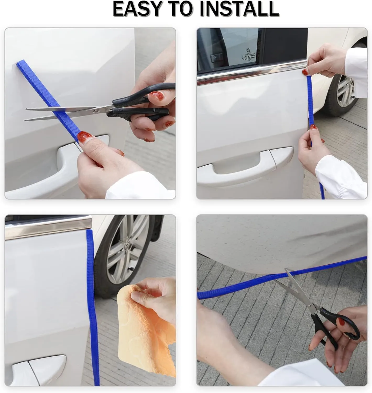 SINGARO 49Ft (15M) Car Door Edge Guard, No Glue Car Door Entry Guard Protective Strip, Rubber Edge Trim Car Door Protector, Applicable to Car, Truck, SUV and ATV, Car Exterior Accessories（Blue）