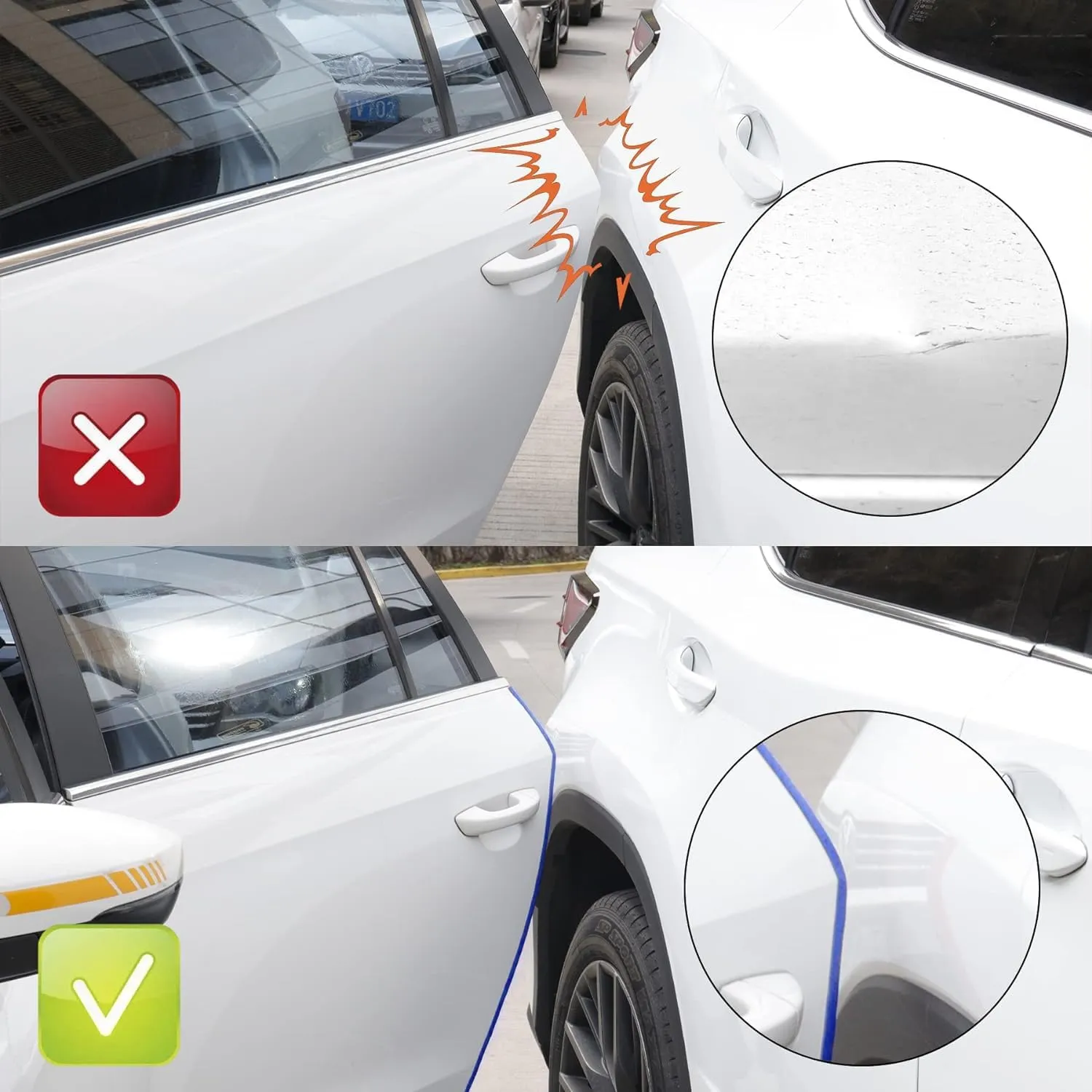 SINGARO 49Ft (15M) Car Door Edge Guard, No Glue Car Door Entry Guard Protective Strip, Rubber Edge Trim Car Door Protector, Applicable to Car, Truck, SUV and ATV, Car Exterior Accessories（Blue）