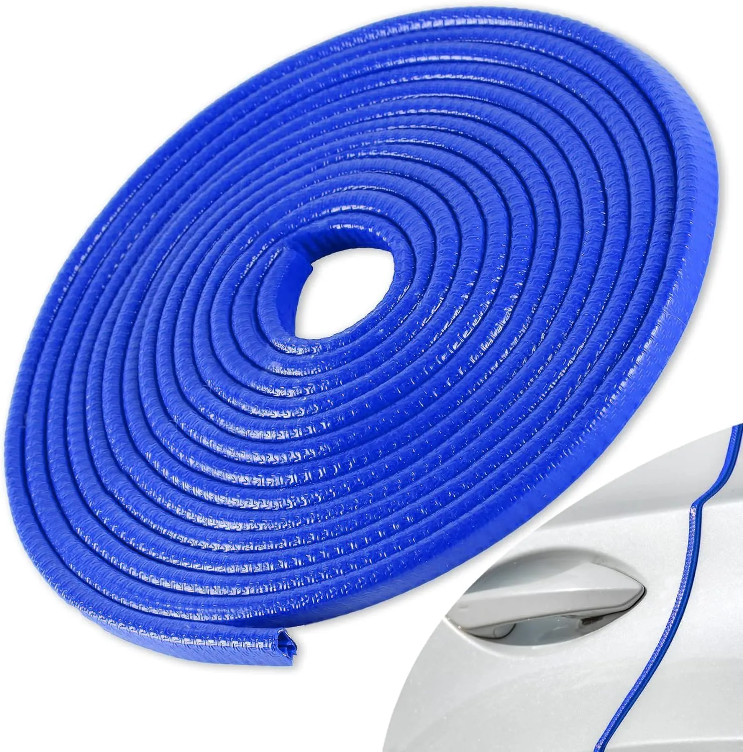 SINGARO 49Ft (15M) Car Door Edge Guard, No Glue Car Door Entry Guard Protective Strip, Rubber Edge Trim Car Door Protector, Applicable to Car, Truck, SUV and ATV, Car Exterior Accessories（Blue）