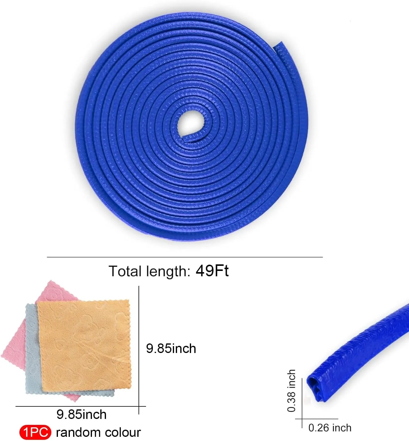 SINGARO 49Ft (15M) Car Door Edge Guard, No Glue Car Door Entry Guard Protective Strip, Rubber Edge Trim Car Door Protector, Applicable to Car, Truck, SUV and ATV, Car Exterior Accessories（Blue）