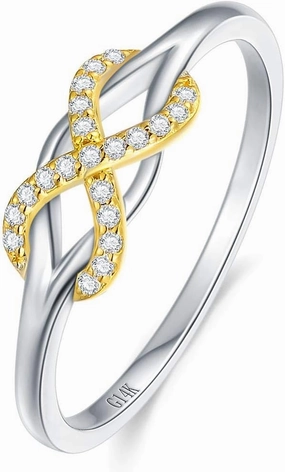 SISGEM Infinity Love Band Ring,14K Solid Gold Celtic Love Knot Symbol Natural Diamond Ring Forever Endless Promise Ring Anniversary Wedding Engagement Band for Women Size 5-11