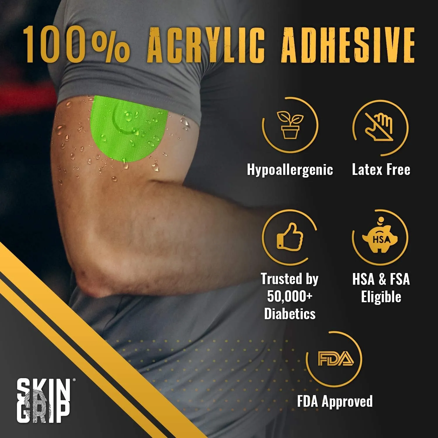 Skin Grip CGM Sensor Patches Compatible with Medtronic Guardian (20-Pack), Waterproof & Sweatproof for 10-14 Days, Pre-Cut Adhesive Tape, Continuous Glucose Monitor Patch, Rainbow Pack