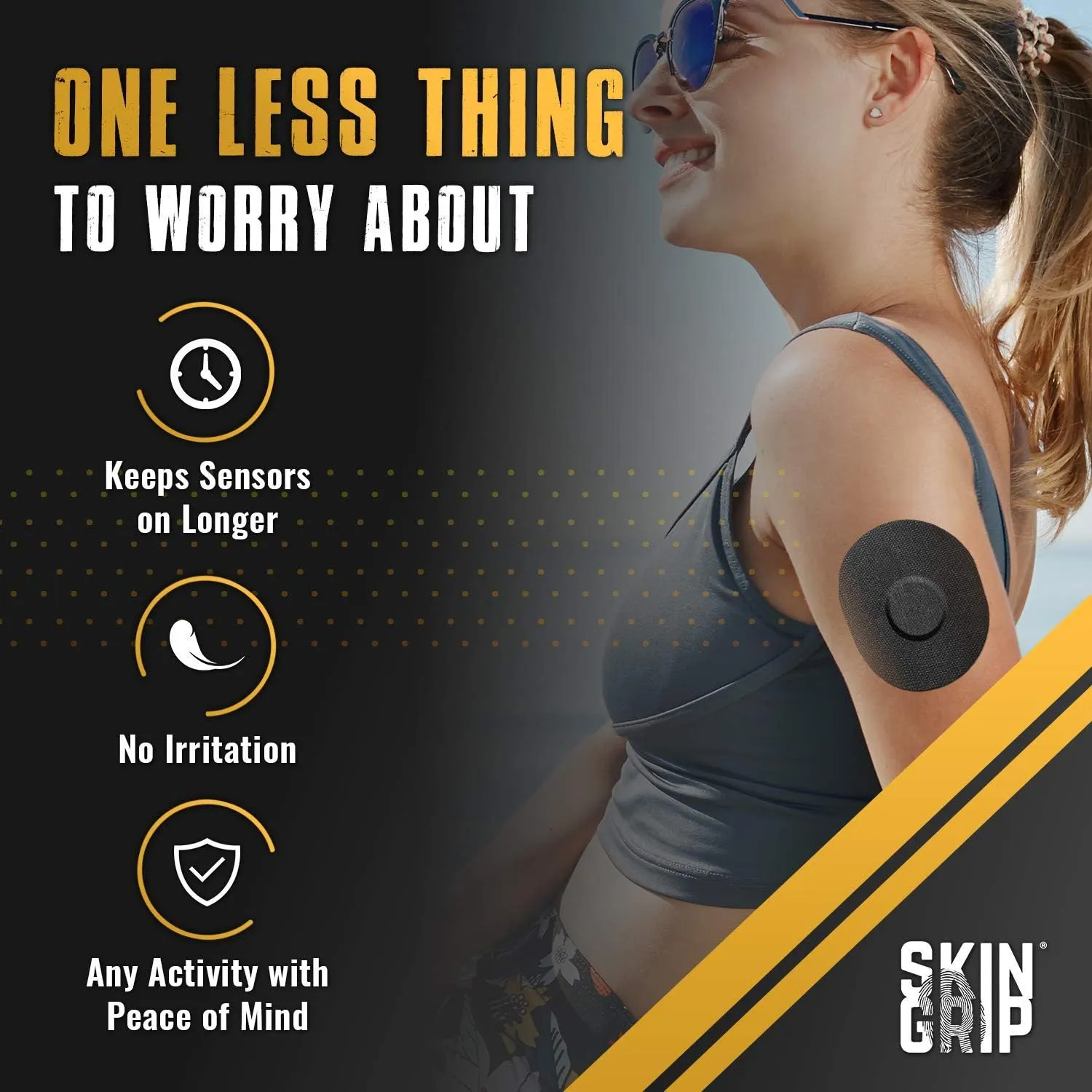 Skin Grip CGM Sensor Patches Compatible with Medtronic Guardian (20-Pack), Waterproof & Sweatproof for 10-14 Days, Pre-Cut Adhesive Tape, Continuous Glucose Monitor Patch, Rainbow Pack