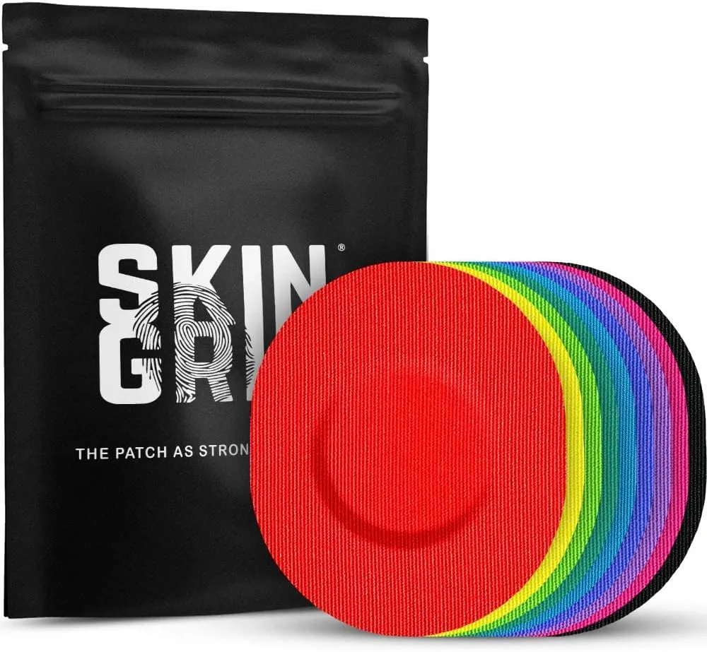Skin Grip CGM Sensor Patches Compatible with Medtronic Guardian (20-Pack), Waterproof & Sweatproof for 10-14 Days, Pre-Cut Adhesive Tape, Continuous Glucose Monitor Patch, Rainbow Pack