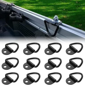 SKTYANTS Cargo Tie-Down Anchors Black Heavy Duty Truck Bed Tie Down Anchors Rings Trailers Hook V-Ring RV Campers Vans ATV SUV Boats tie Down Hooks (12-Pack)