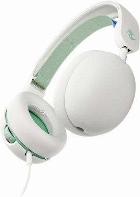 Skullcandy Grom Wired Headphones, Volume-Limiting Audio, Comfortable Over-Ear Fit, Foldable, Designed for Kids 6 , Convenient for Travel with 3.5mm Plug, Built-in Microphone - Bone Seafoam