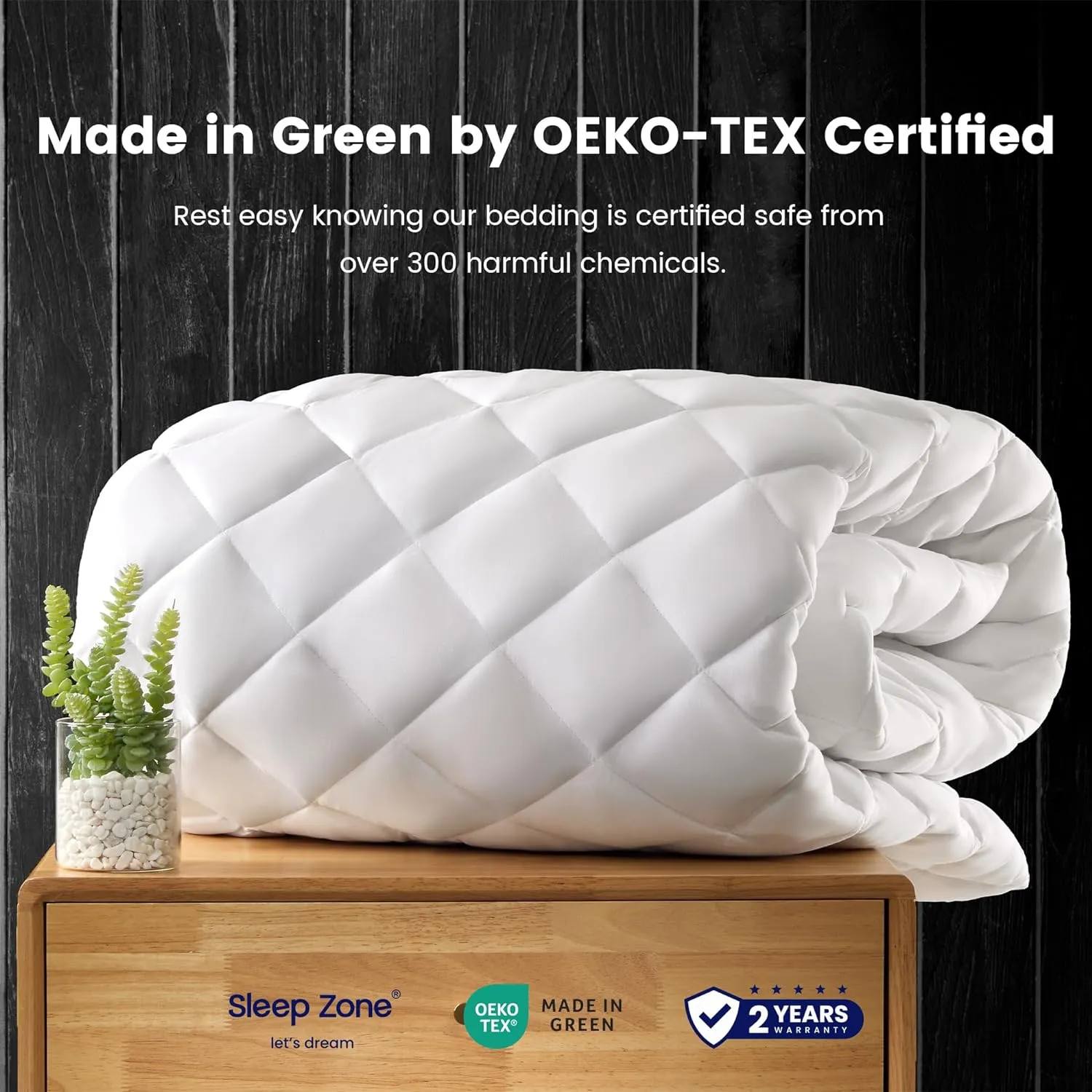 SLEEP ZONE Mattress Cover Queen Size Bed, Quilted Fitted Mattress Pad, Deep Pocket Mattress Protector Stretches up to 21 inches, Pillowtop Breathable Mattress Topper (White, 60x80)