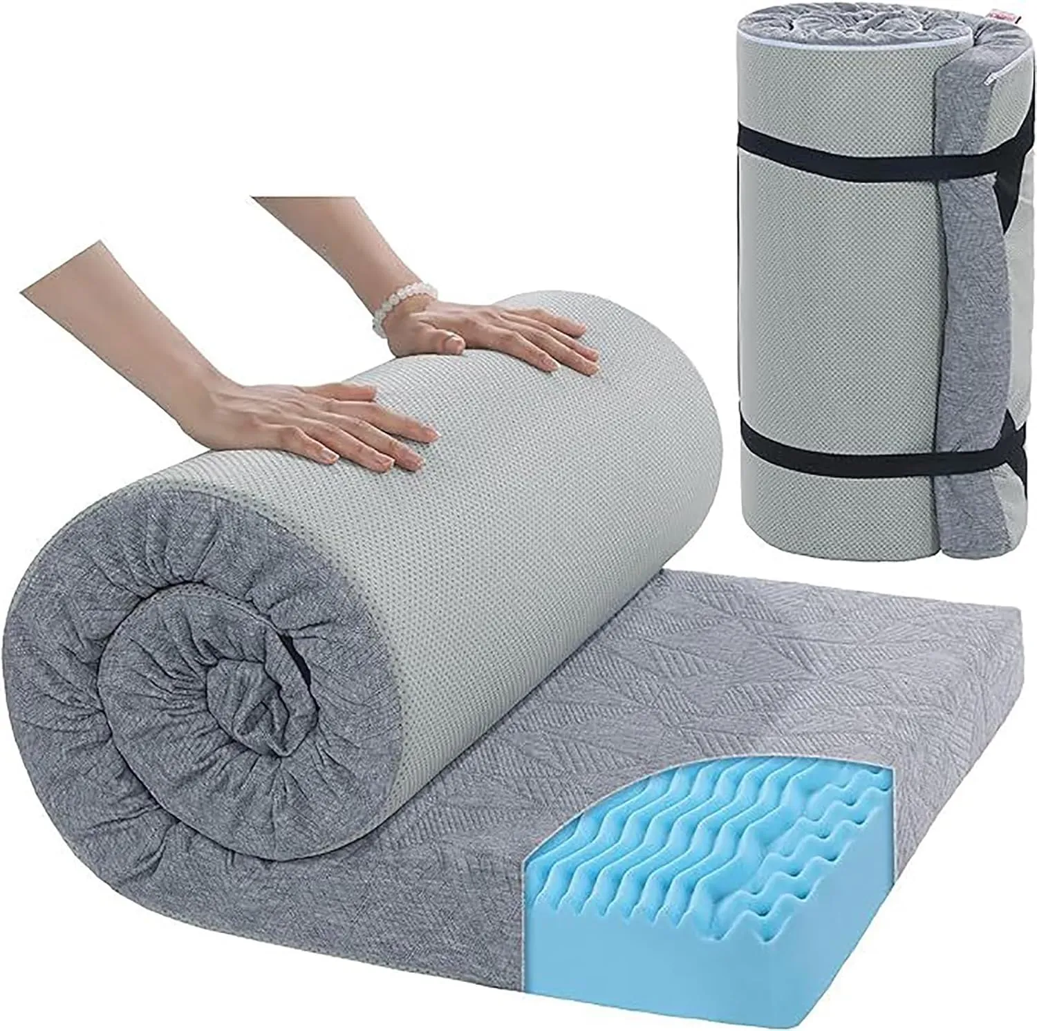 Sleeping Pad for Camping, Foldable Mattress, Portable Floor Mat Roll Up, Waterproof, for Cover Floor Camping Cot for Car Truck Outdoor Tent(23inch x 71inch x 3inch)