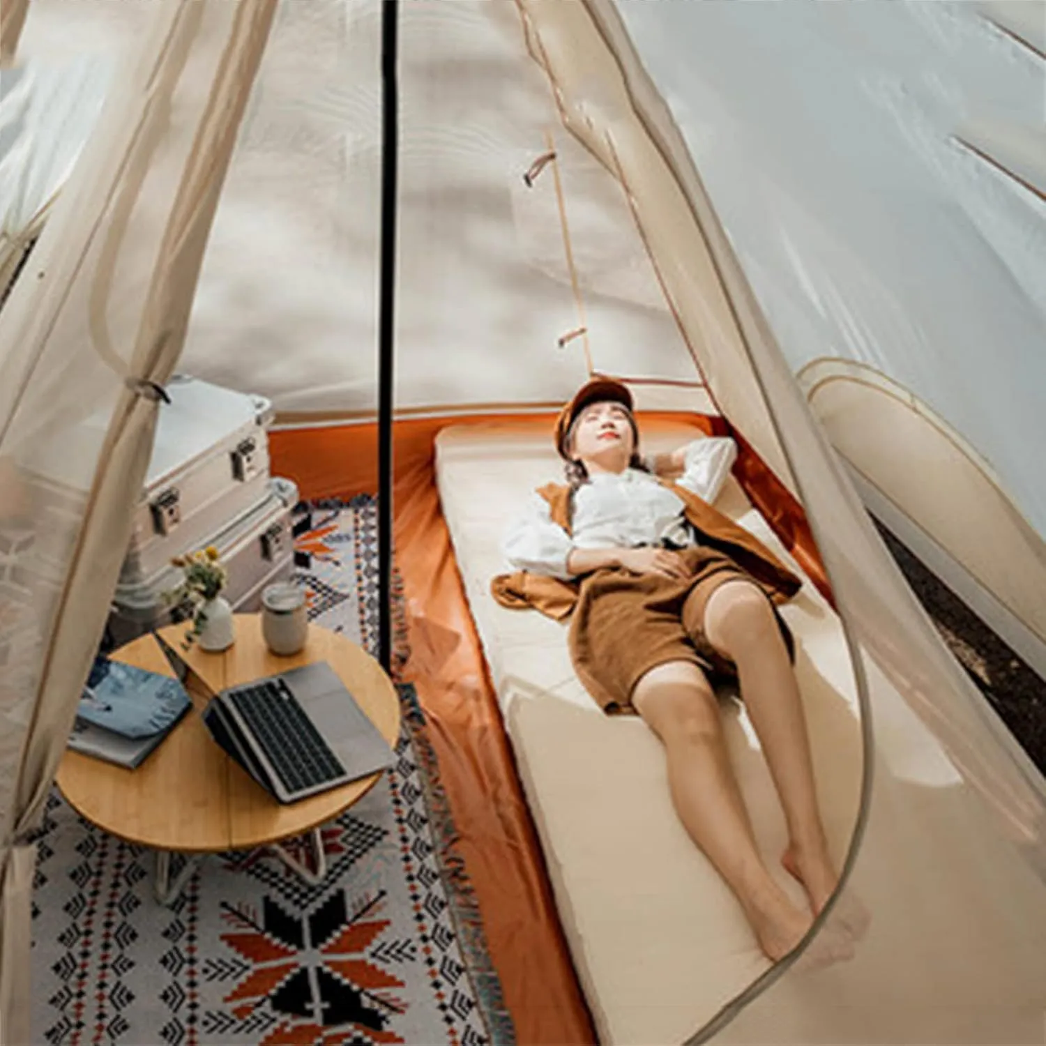 Sleeping Pad,3.94" Thick Inflatable Sleeping Pad Self Inflating Pad Camping Tent Mattress Waterproof and Comfortable Compact Air Cushion Backpack for Hiking White,White,79.13x51.97in