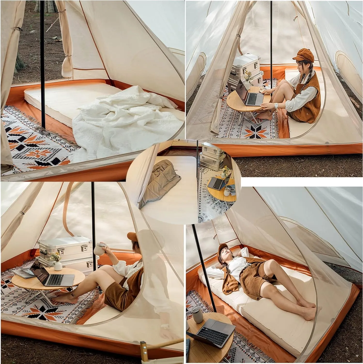 Sleeping Pad,3.94" Thick Inflatable Sleeping Pad Self Inflating Pad Camping Tent Mattress Waterproof and Comfortable Compact Air Cushion Backpack for Hiking White,White,79.13x51.97in