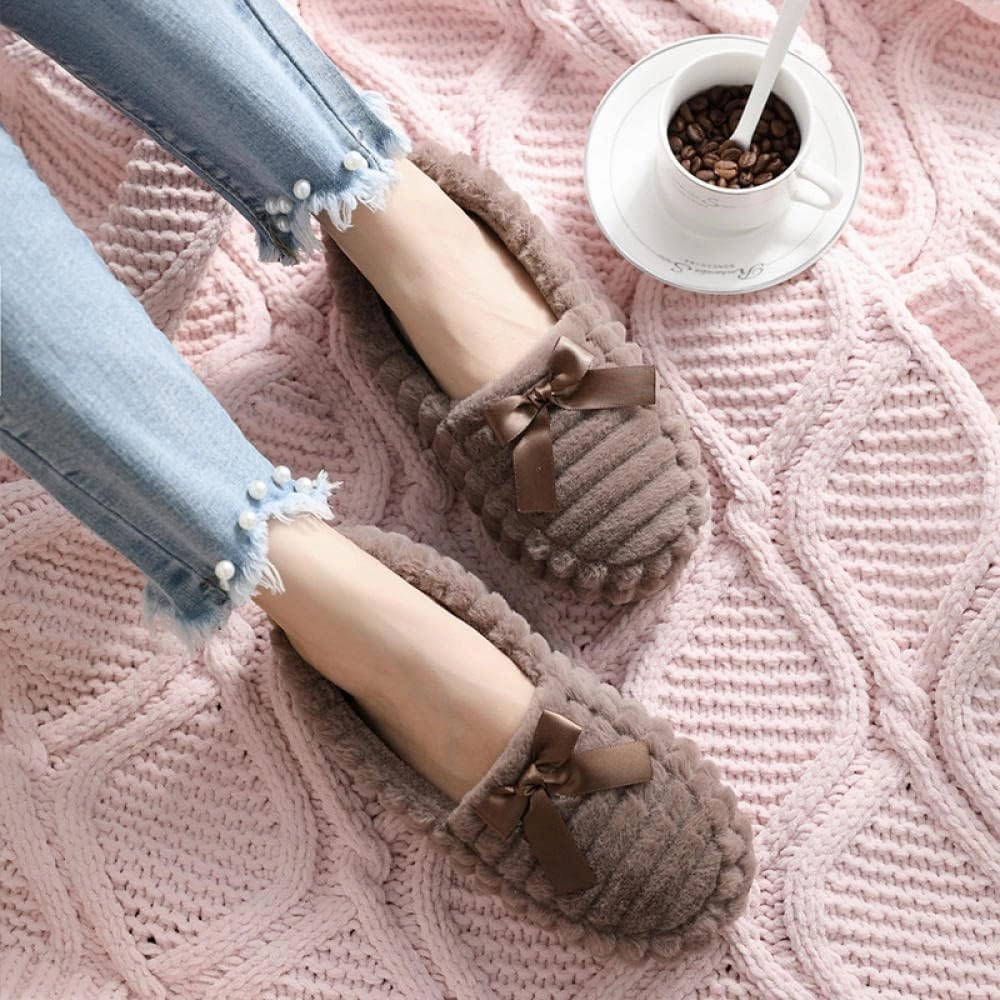 Slippers Wool-Like,Postpartum Confinement Shoes for Pregnant Women, Soft-Soled Non-Slip Cotton Slippers-Brown_36-37,Plush Fleece Slippers