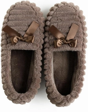 Slippers Wool-Like,Postpartum Confinement Shoes for Pregnant Women, Soft-Soled Non-Slip Cotton Slippers-Brown_36-37,Plush Fleece Slippers