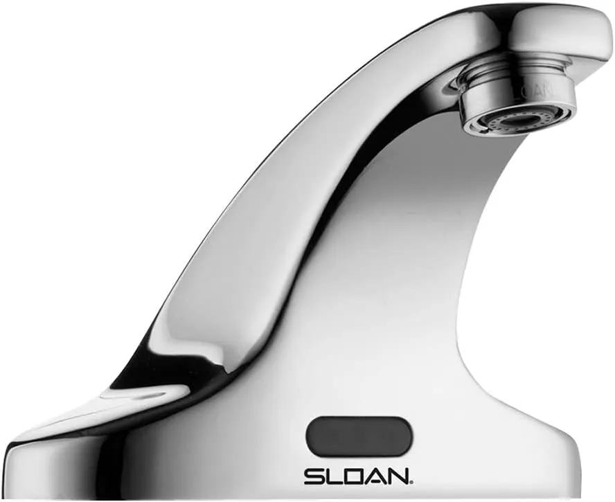 Sloan SF-2350 Sensor Activated Touch-Free Faucet, Commercial Grade with Mounting Hardware - 0.5GPM Battery-Powered Deck-Mounted Mid Body, Polished Chrome Finish, 3362119