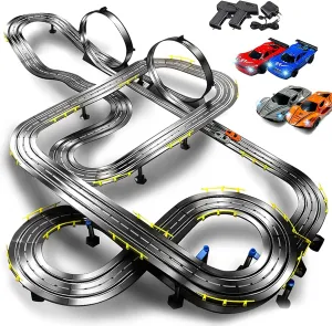 Slot Car Rc Race Track Set for Kids and Adults Large Powered Electric Race Slot Cars Toy with 4 Lane Race Track Sets Cars High-Speed Super Loop Racecar Track for Boy Age 6  Men's