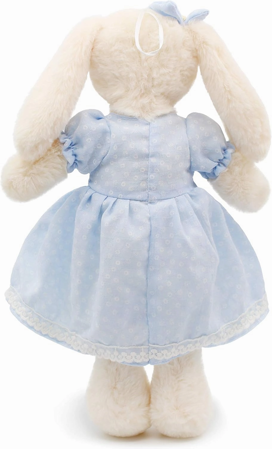 Small Soft Stuffed Animal Bunny Rabbit Plush Toy for Baby Girls 15inch (White Rabbit Wearing Blue Retro Dress)